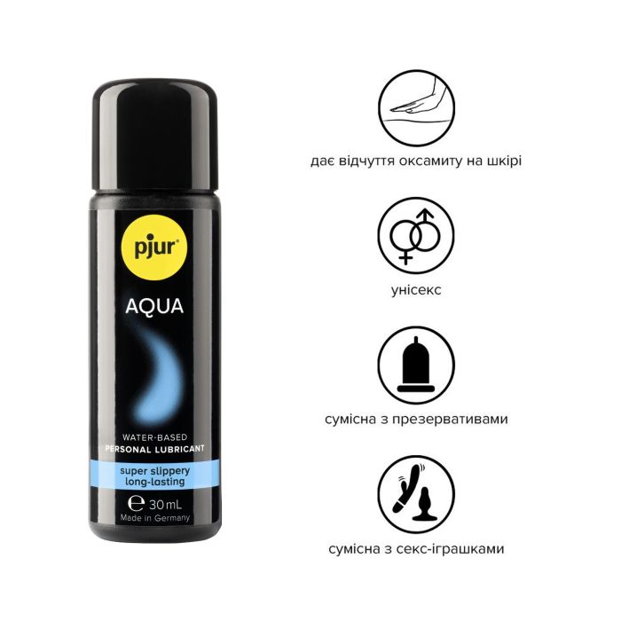 Лубрикант на водной основе pjur Aqua 30 мл, эффект бархатистой кожи без прилипания