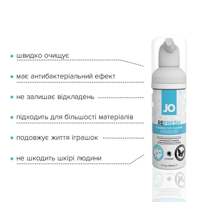 Мягкая пенка для очистки игрушек JO REFRESH (50 мл) дезинфицирующая, проникает глубоко