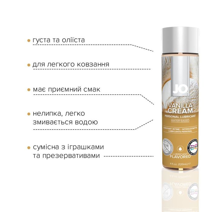 Смазка на водной основе JO H2O — Vanilla Cream (120 мл) без сахара, растительный глицерин