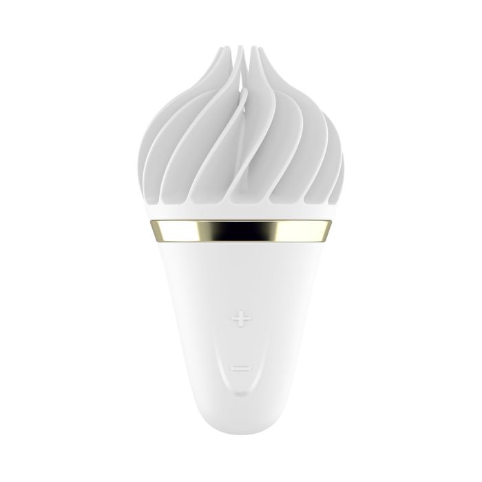 Мороженка спиннатор Satisfyer Lay-On - Sweet Treat White/Gold, 10 режимов работы, водонепрониц.