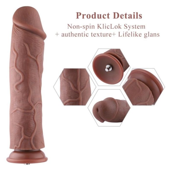 Силиконовый фаллоимитатор для секс-машин Hismith 11" Silicone Dildo, система KlicLok