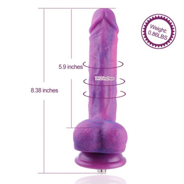 Фаллоимитатор 8.2" с вибрацией для секс-машин Hismith Purple Silicone Dildo with Vibe, KlicLok