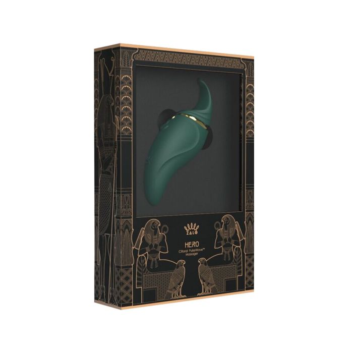 Вибратор 2в1 с язычком Zalo — Hero Jewel Green, кристалл Swarovski