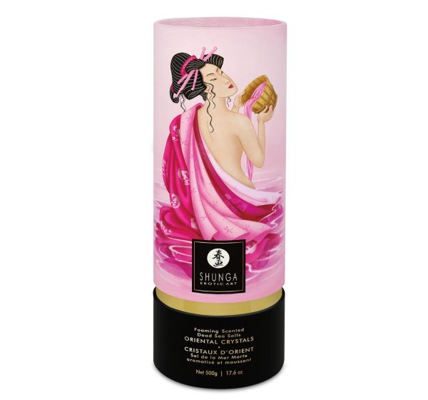 Пенящаяся соль для ванны Shunga Dead Sea salt Oriental Crystals — Rose Petal (500 г), соль Мертвого