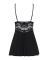 Сатиновый пеньюар с кружевом Obsessive 810-BAB-1 babydoll & thong S/M, черный, пеньюар, танга
