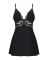 Сатиновый пеньюар с кружевом Obsessive 810-BAB-1 babydoll & thong L/XL, черный, пеньюар, танга