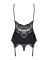 Сатиновый кружевной корсет Obsessive 810-COR-1 babydoll & thong L/XL, черный, корсет, танга