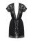 Сатиновый открытый пеньюар на поясе Obsessive 810-PEI–1 peignoir black L/XL, черный