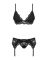 Кружевной комплект белья Obsessive 810-SEG-1 S/M Black, бюстгальтер, стринги, пояс для чулок