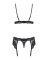 Кружевной комплект белья Obsessive 810-SEG-1 L/XL Black, бюстгальтер, стринги, пояс для чулок