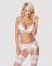 Кружевной комплект белья Obsessive 810-SEG-2 S/M White, бюстгальтер, стринги, пояс для чулок