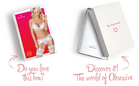 Кружевной комплект белья Obsessive 810-SEG-2 S/M White, бюстгальтер, стринги, пояс для чулок