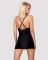 (SALE) Сатиновый комплект для сна с кружевом Obsessive 828-CHE-1 chemise & thong L/XL, черный, сорочка