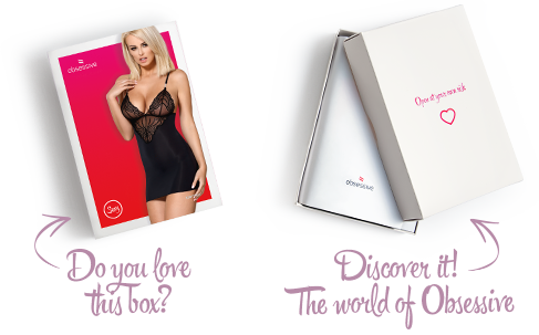 (SALE) Сатиновый комплект для сна с кружевом Obsessive 828-CHE-1 chemise & thong L/XL, черный, сорочка