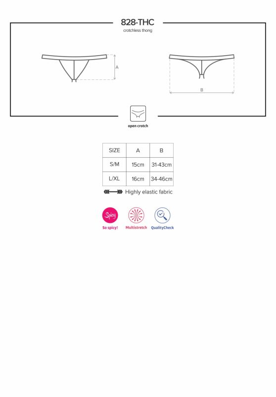 Кружевные танга с доступом Obsessive 828-THC-1 crotchless thong S/M, черные