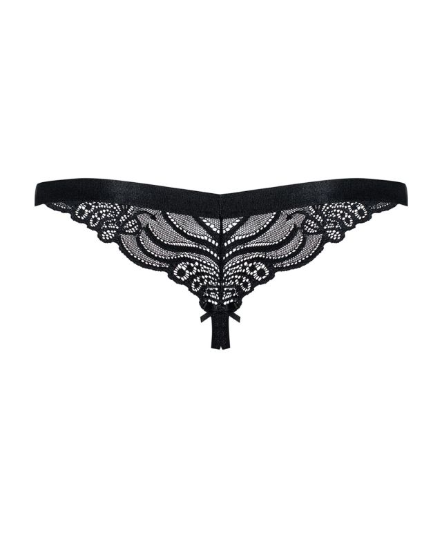 (SALE) Кружевные танга с доступом Obsessive 828-THC-1 crotchless thong L/XL, черные