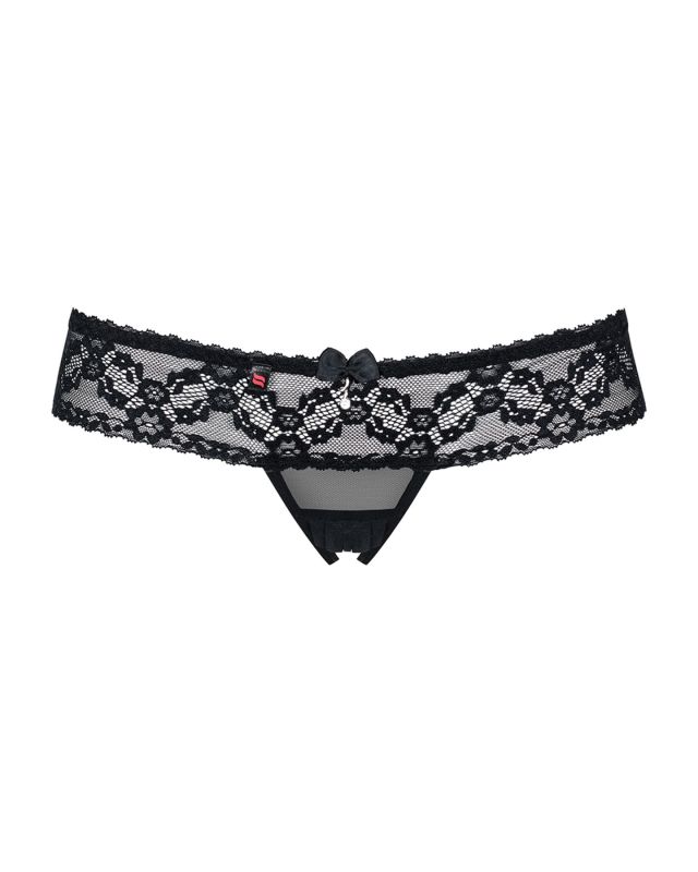 (SALE) Кружевные танга с доступом Obsessive 837-THC-1 S/M, черные