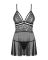Эротический кружевной комплект с сеточкой Obsessive 838-BAB-1 babydoll & thong black L/XL, черный, п