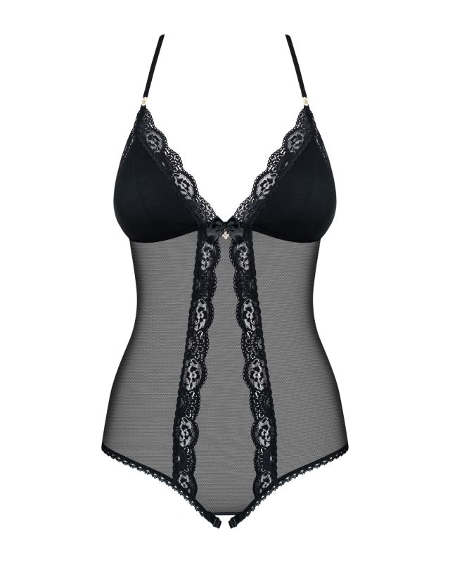 Сетчатое боди с открытыми ягодицами Obsessive 841-TED-1 teddy L/XL, черный