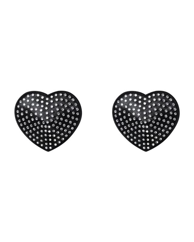 (SALE) Накладки-сердечки на соски со стразами Obsessive A750 nipple covers, черные