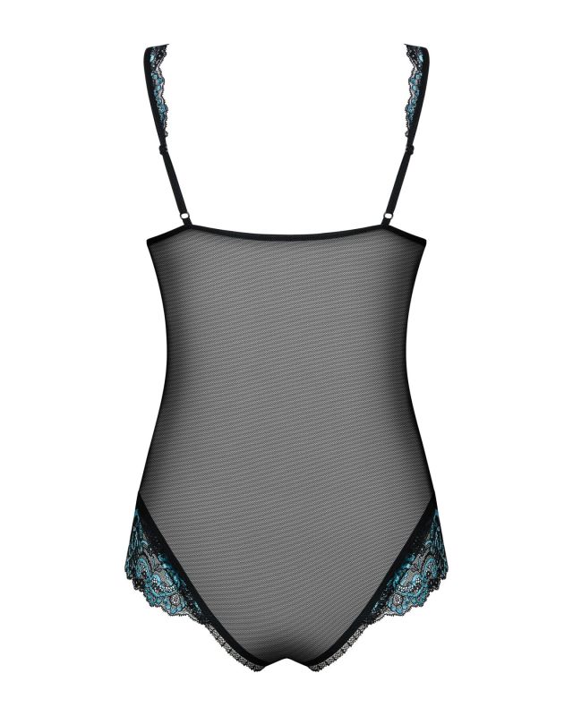 (SALE) Сетчатое боди на косточках Obsessive Amanta teddy L/XL, черное, с доступом