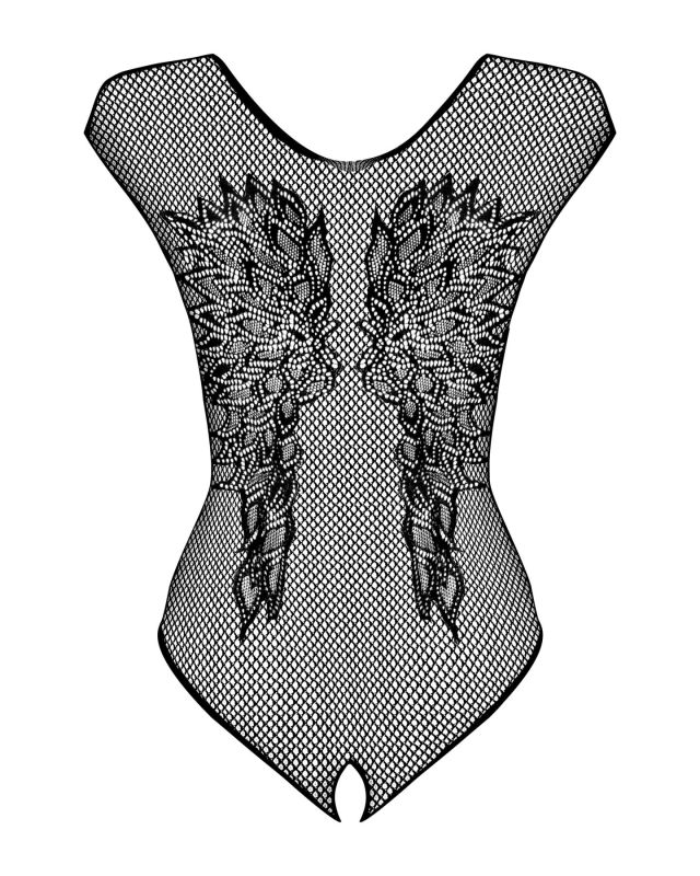(SALE) Бодистокинг из крупной сетки с кружевом Obsessive B112 teddy XL/XXL, черный, с доступом