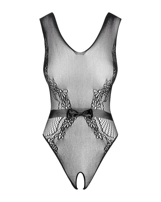 (SALE) Сетчатый бодистокинг с доступом Obsessive B115 teddy S/M/L, черный