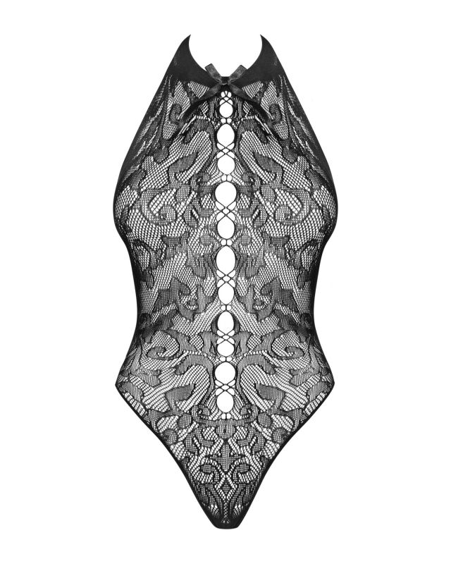 (SALE) Бодистокинг с крупными ячейками и открытой спиной Obsessive B119 teddy S/M/L, халтер