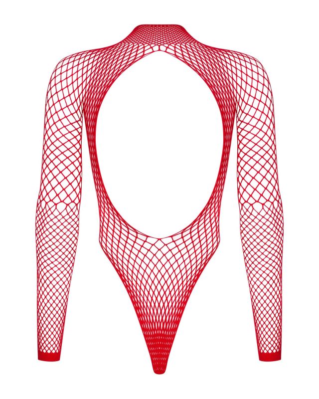 Сетчатый бодистокинг с длинным рукавом Obsessive B126 teddy red S/M/L, красный