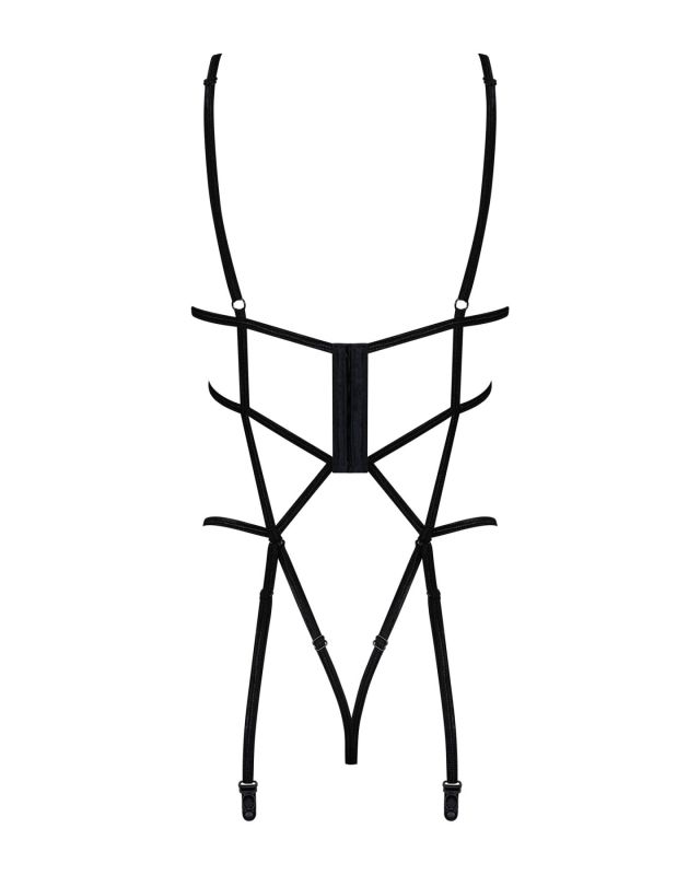 Боди из стреп с доступом Obsessive Badossa crotchless teddy S/M, черный