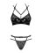 Эротический комплект под латекс со стрепами Obsessive Bagirela 2-pcs set L/XL, черный, под леопард,