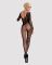 (SALE) Бодистокинг Obsessive Bodystocking F210 S/M/L black, рукава-митенки, сетка, цветное кружево