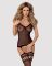 (SALE) Бодистокинг Obsessive Bodystocking F214 black S/M/L, имитация корсета и чулок на подвязках