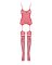 (SALE) Бодистокинг Obsessive Bodystocking F214 red S/M/L, имитация корсета и чулок на подвязках