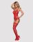 (SALE) Бодистокинг Obsessive Bodystocking F214 red S/M/L, имитация корсета и чулок на подвязках