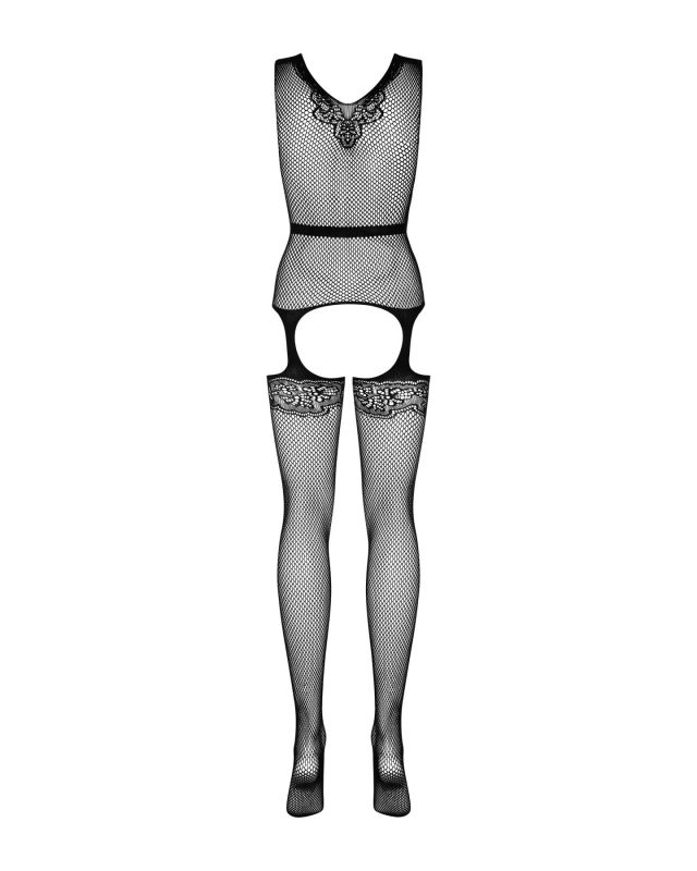 (SALE) Бодистокинг Obsessive Bodystocking F217 S/M/L, элегантный силуэтный рисунок, имитация чулок