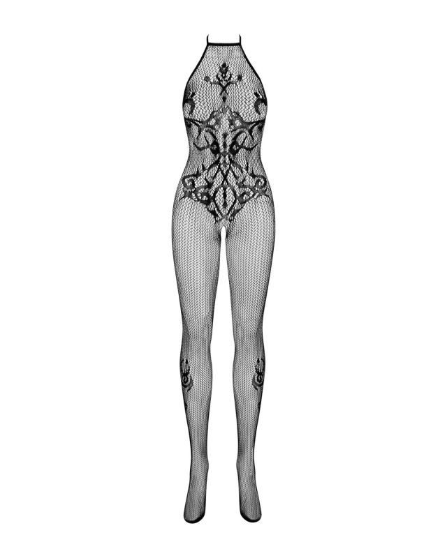 (SALE) Бодистокинг Obsessive Bodystocking G308 S/M/L, халтер, декор в виде татуировки