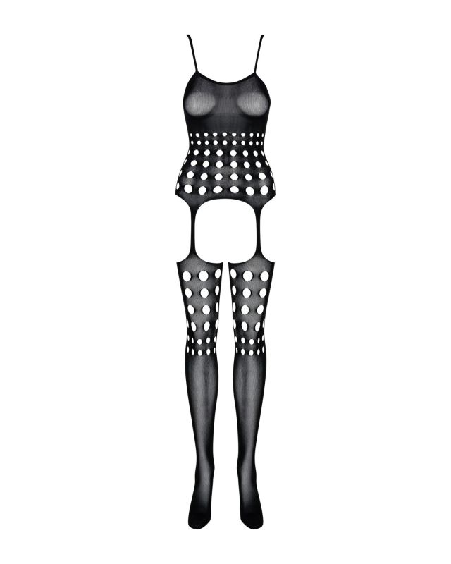 (SALE) Бодистокинг Obsessive Bodystocking G310 S/M/L, топ, чулки, подвязках, круглые вырезы