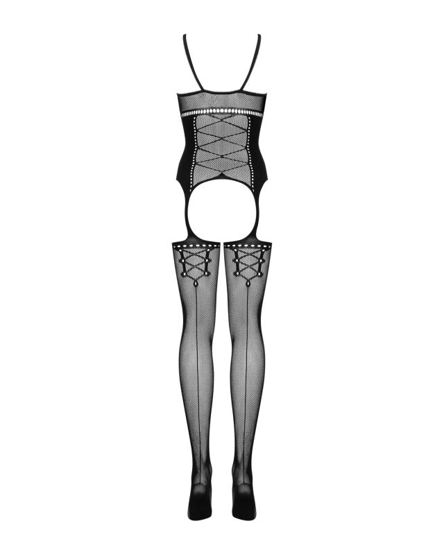 (SALE) Бодистокинг Obsessive Bodystocking G314 S/M/L, имитация корсета и корсетной шнуровки