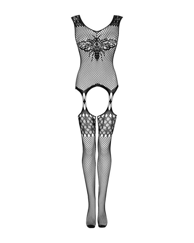Бодистокинг Obsessive Bodystocking G323 S/M/L black, рисунок пчелы и бабочки