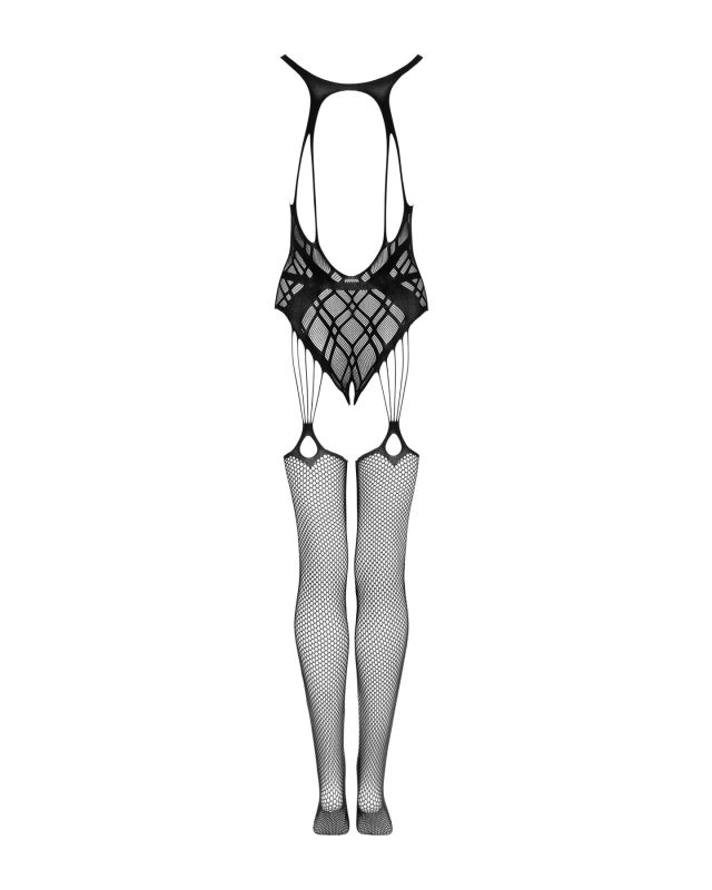 Бодистокинг Obsessive Bodystocking G324 XL/XXL black, силуэтный рисунок