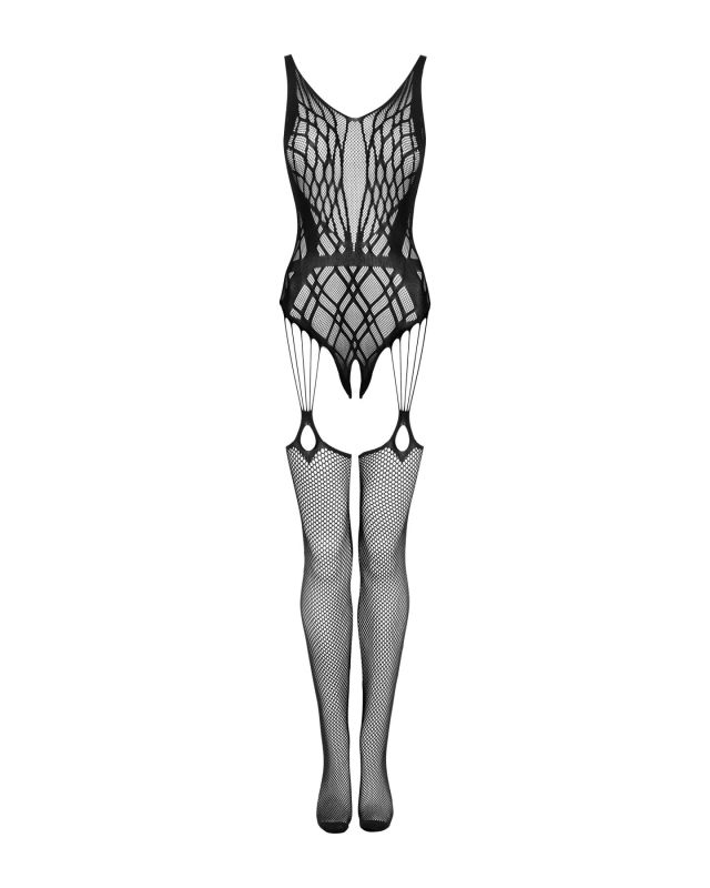 Бодистокинг Obsessive Bodystocking G324 XL/XXL black, силуэтный рисунок