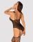 (SALE) Ажурный бодистокинг под паутину Obsessive Bodystocking G325 black S/M/L, черный, комбинезон, имитаци