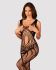 Сетчатый бодистокинг с вырезами и рисунком Obsessive Bodystocking G328 S/M/L, черный, комбинезон