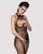 Бодистокинг из мелкой сетки с открытой грудью и доступом Obsessive Bodystocking N101 S/M/L, черный,