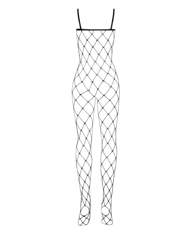 (SALE) Бодистокинг с крупной ячейкой и открытой грудью Obsessive Bodystocking N102 S/M/L, черный
