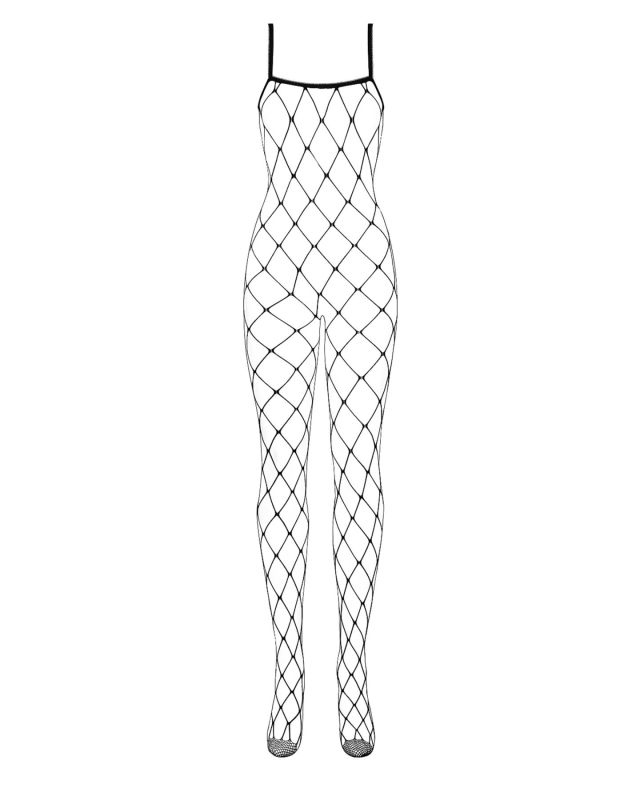 (SALE) Бодистокинг с крупной ячейкой и открытой грудью Obsessive Bodystocking N102 S/M/L, черный