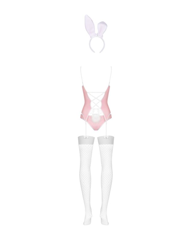 Эротический костюм зайки Obsessive Bunny suit 4 pcs costume pink L/XL, розовый, топ с подвязками, тр