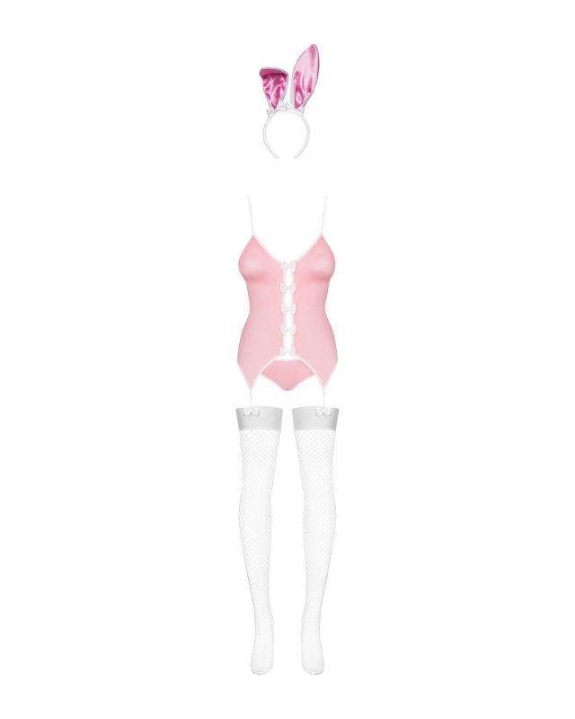 Эротический костюм зайки Obsessive Bunny suit 4 pcs costume pink L/XL, розовый, топ с подвязками, тр