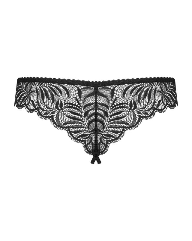 Кружевные танга с доступом Obsessive Contica crothchles thong S/M, черные